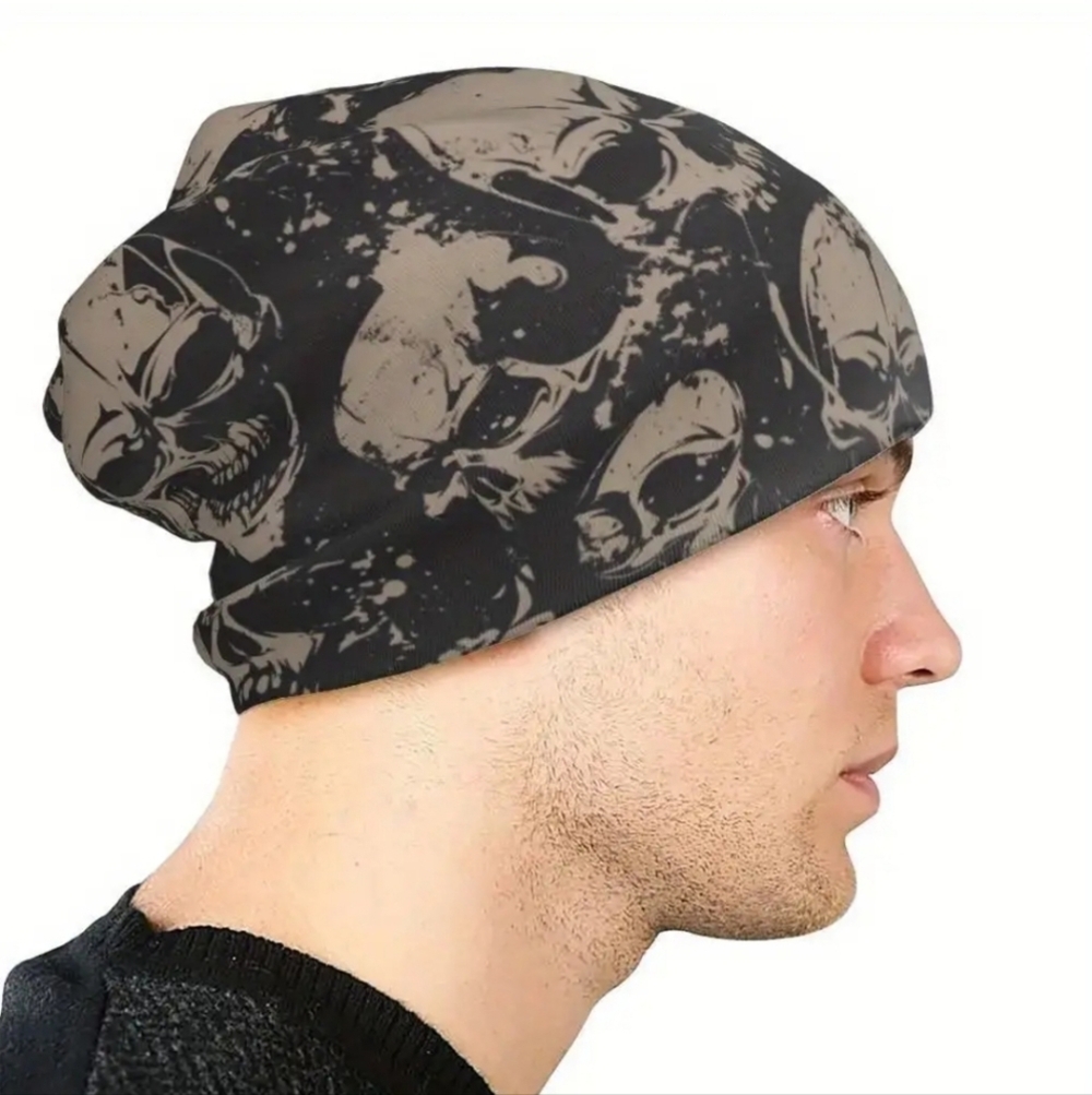 Skull beanie cap slouchy skeleton hat - Picture 7 of 9